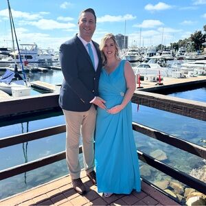 David's Bridal Blue Maxi Dress